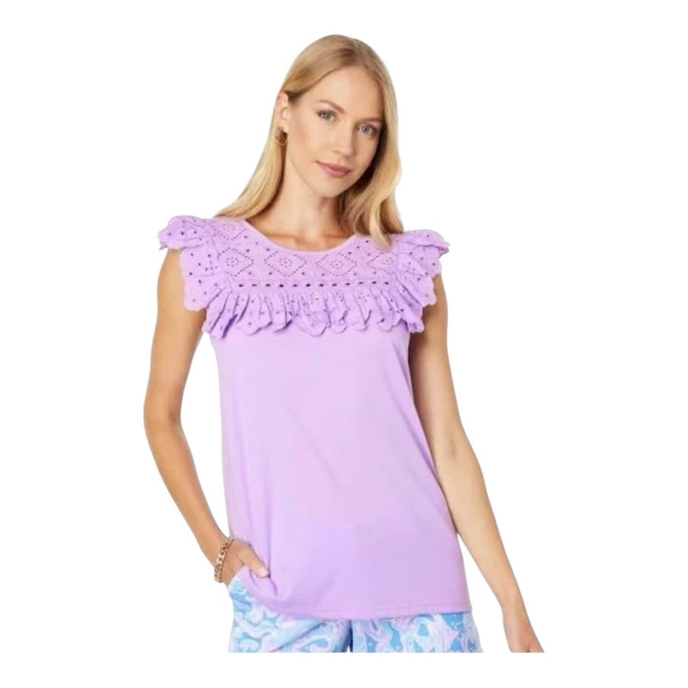 Lilly Pulitzer S Bev Lavendar Eyelet Top NWOT Purple Style 010690 Spring Women